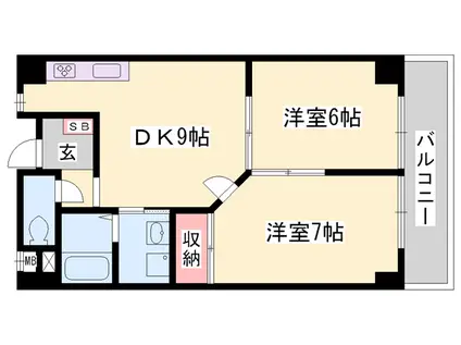 ル・マンド三宅(2DK/3階)の間取り写真