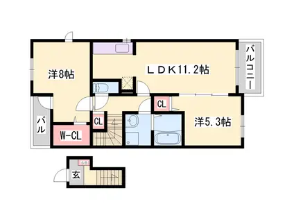 プレアデスA(2LDK/2階)の間取り写真