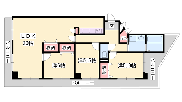 ハイライズ東雲(3LDK/7階)の間取り写真