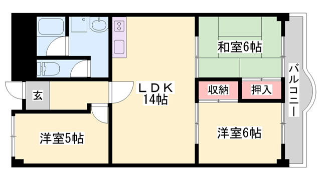 Kプラザ(3LDK/2階)の間取り写真