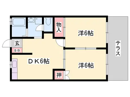 フラッツ東今宿(2DK/1階)の間取り写真