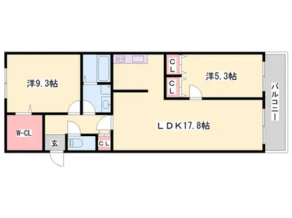 キャッスルコート御立唐立(2LDK/2階)の間取り写真