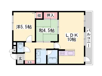 ヌーベゆらの(2LDK/3階)の間取り写真