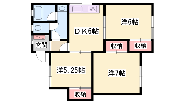ハイツ竹っ娘(3DK/1階)の間取り写真
