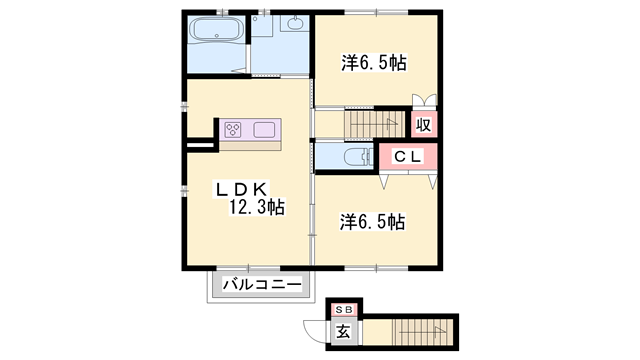 カームアンシャンテ(2LDK/2階)の間取り写真