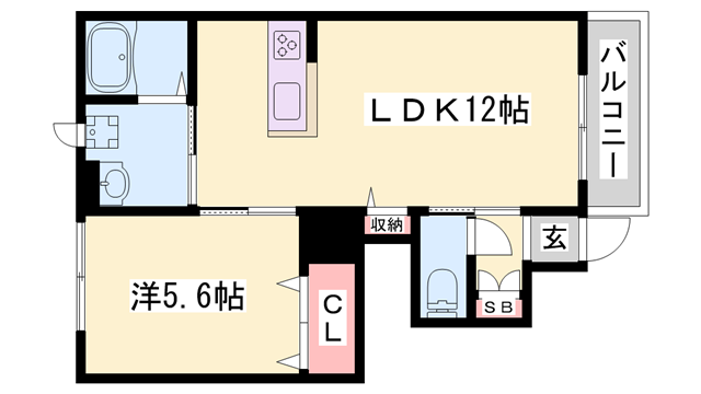 シャーメゾンライグラス(1LDK/1階)の間取り写真