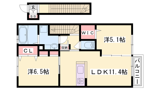 サニーDハウス芝町(2LDK/2階)の間取り写真
