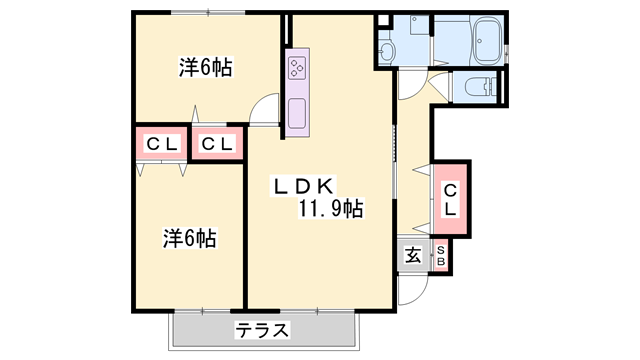 リシェスコート(2LDK/1階)の間取り写真