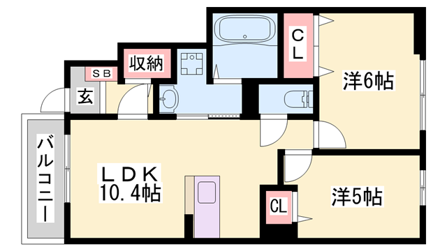 ラ・ロンディーネⅡ(2LDK/1階)の間取り写真
