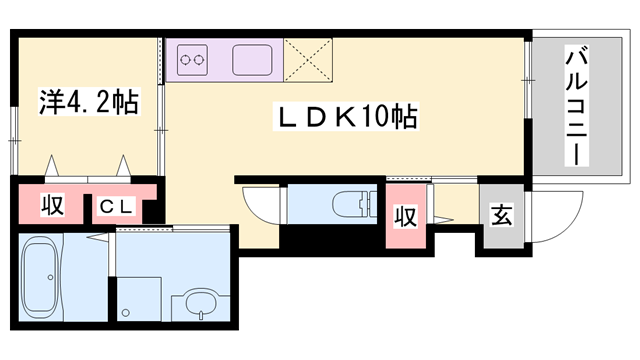 アヴァンティ Ⅱ(1LDK/1階)の間取り写真