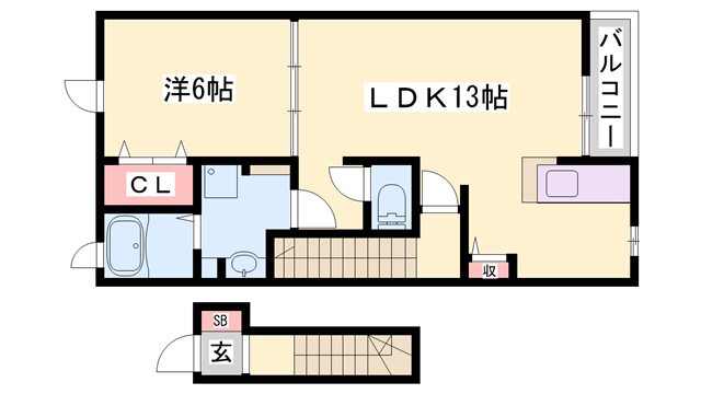 ル・レストⅡ(1LDK/2階)の間取り写真