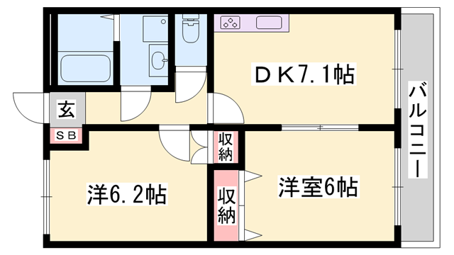 プラグレス(2DK/2階)の間取り写真
