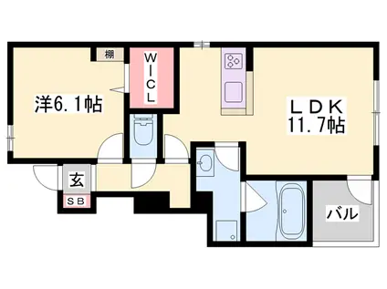 ノール・テリトワールⅠ(1LDK/1階)の間取り写真