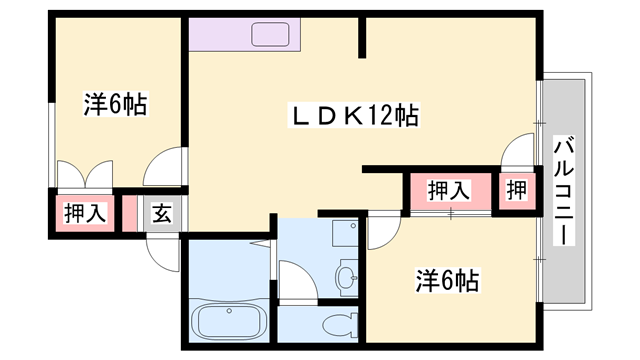 ハイネスK2(2LDK/2階)の間取り写真
