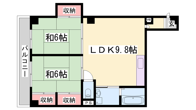 寿ハイツ(2LDK/3階)の間取り写真