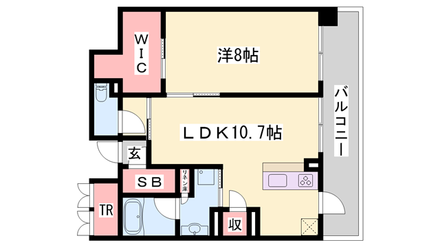 姫路ザ・レジデンス(1SLDK/12階)の間取り写真