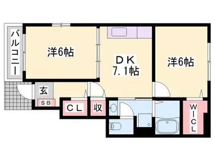 マーベラス・アンジュ1(2DK/1階)の間取り写真