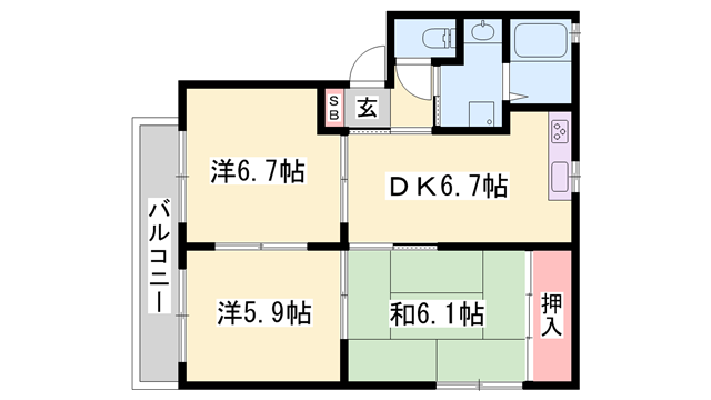 SERIE(3DK/2階)の間取り写真