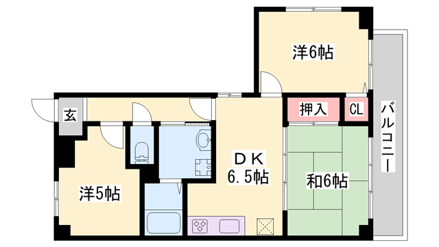 ロイヤルコーポ宝殿(3DK/3階)の間取り写真