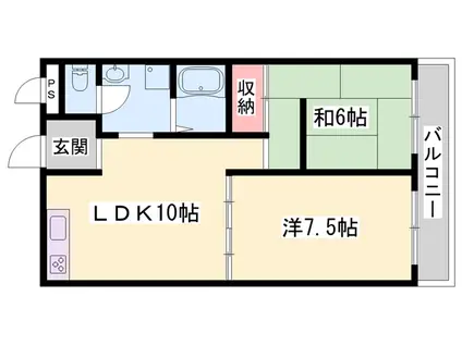 サニーハイム山氏浦(2LDK/1階)の間取り写真