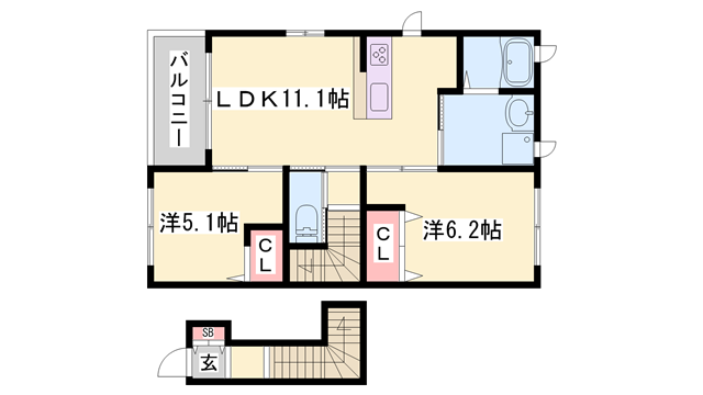 レジデンス永尾(2LDK/2階)の間取り写真