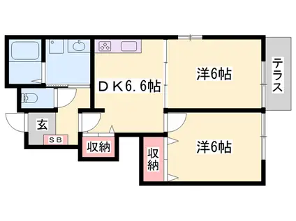 ヴィラ・ポポラーレⅠ(2DK/1階)の間取り写真