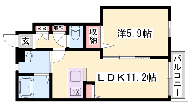 シャーメゾンヒメコウライグリーン(1LDK/1階)の間取り写真