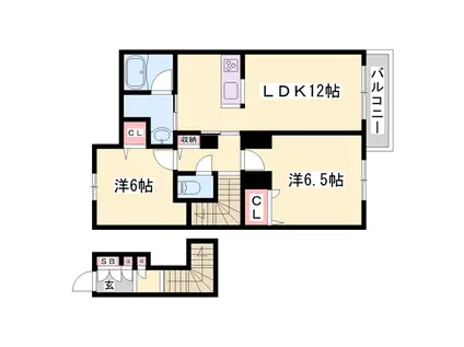 CASA CONFORT(2LDK/2階)の間取り写真
