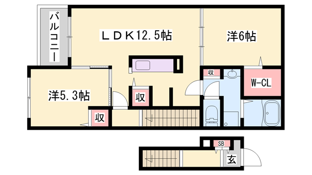 CELL CUBE(2LDK/2階)の間取り写真