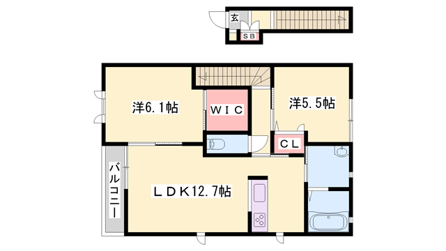 シャーメゾン新在家(2LDK/2階)の間取り写真