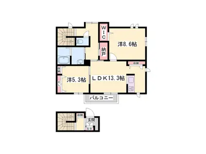 シャーメゾン継(2LDK/2階)の間取り写真
