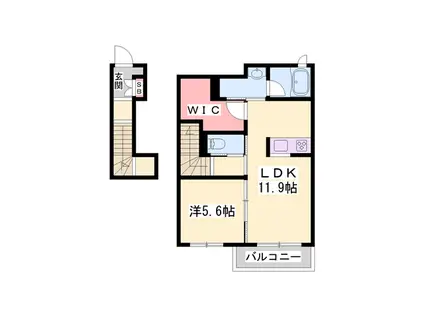 メゾン・ラ・ソルピアB(1LDK/2階)の間取り写真