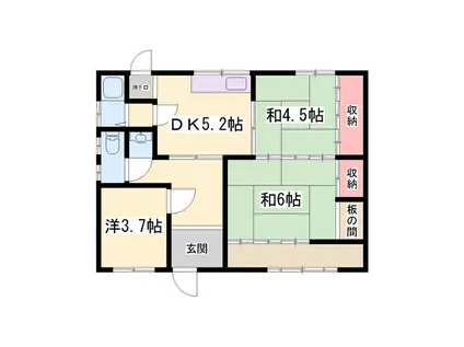 山陽電気鉄道本線 白浜の宮駅 徒歩14分 2階建 築49年(3DK)の間取り写真