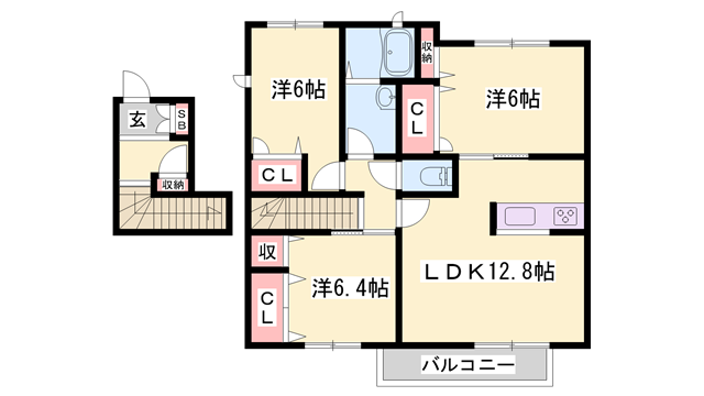 シャーメゾン・フローラ(3LDK/2階)の間取り写真