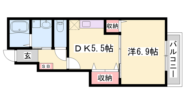 ソレイユ(1DK/1階)の間取り写真