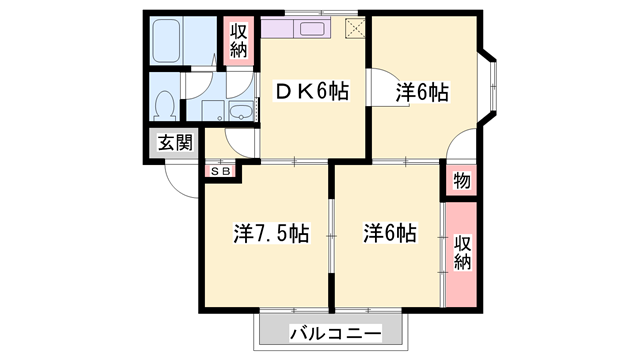 ハイツ渚(3DK/1階)の間取り写真