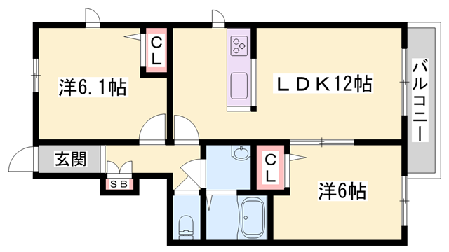 シャーメゾン・クレール(2LDK/1階)の間取り写真
