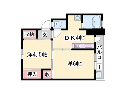 ビレッジハウス十王堂(2DK/2階)の間取り写真