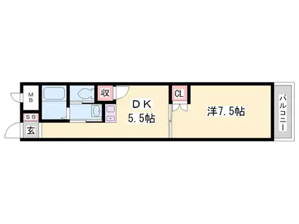 メゾンソレイユ(1DK/4階)の間取り写真