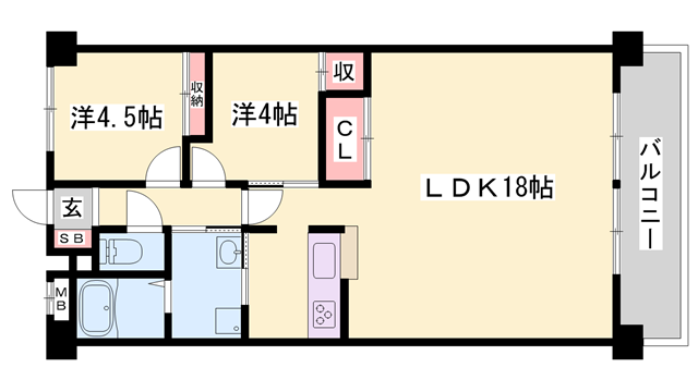 ロゼオパラッツオ(2LDK/1階)の間取り写真