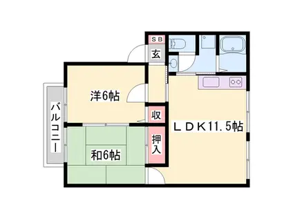 チェスナット(2LDK/2階)の間取り写真