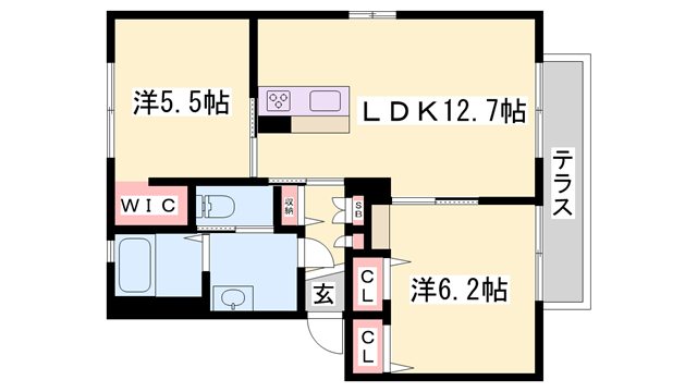 ビラ南山(2LDK/1階)の間取り写真