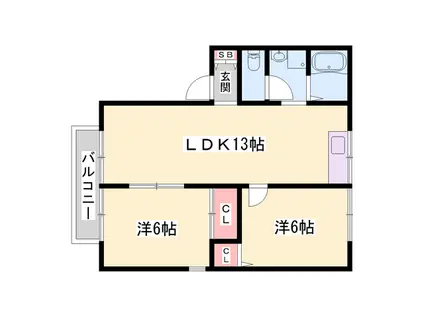 ア・カインドネス(2LDK/2階)の間取り写真