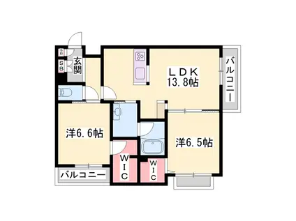 カーサパレルモ(2LDK/3階)の間取り写真