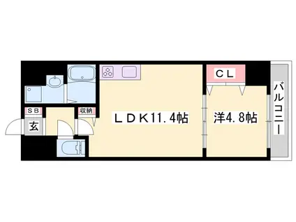 MISTRAL姫路駅前Ⅲ(1LDK/6階)の間取り写真