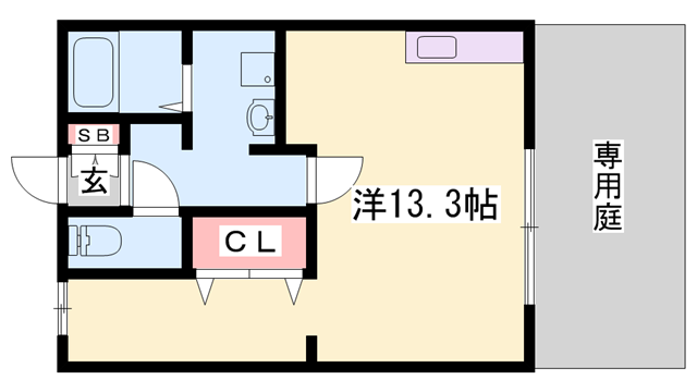 ラルジュ八代(ワンルーム/1階)の間取り写真