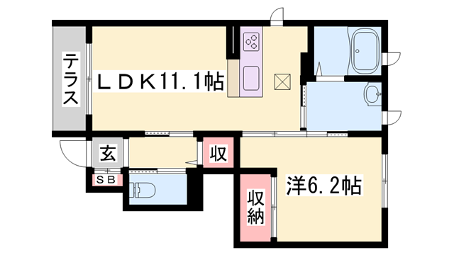 レジデンス永尾(1LDK/1階)の間取り写真