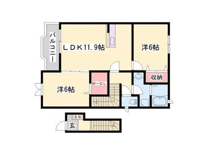 アバンツァート野村 I棟(2LDK/2階)の間取り写真