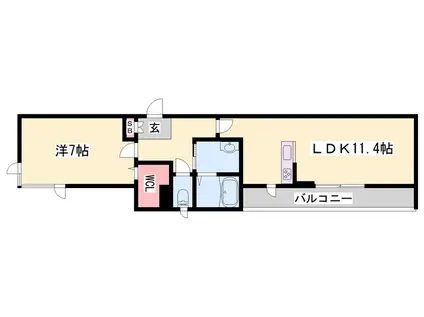カーサグラス(1LDK/1階)の間取り写真