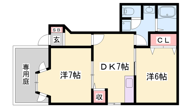 フォレストK A棟(2DK/1階)の間取り写真